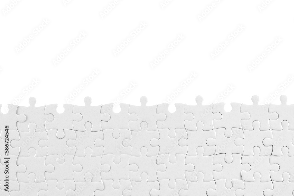 White jigsaw puzzle pieces isolated png with transparency for template and background
