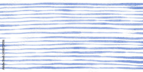Beautiful background with blue watercolor stripes. Hand painted brush strokes, striped background. Vector illustration
