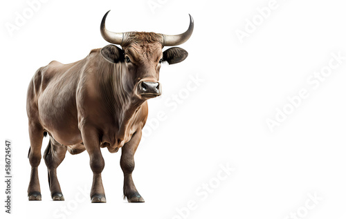 Buffalo. buffalo with horns on a white background. Place for text. Banner. created by AI