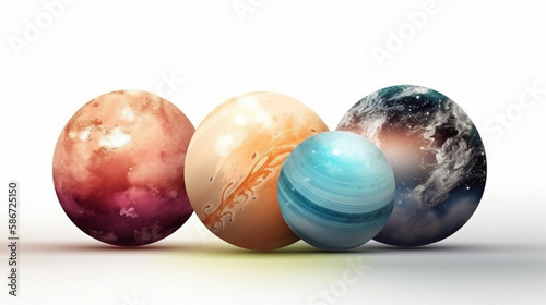 Cosmic Oasis  Realistic and Colorful Planet on White Background