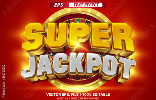 Super jackpot shining 3d editable vector text effect