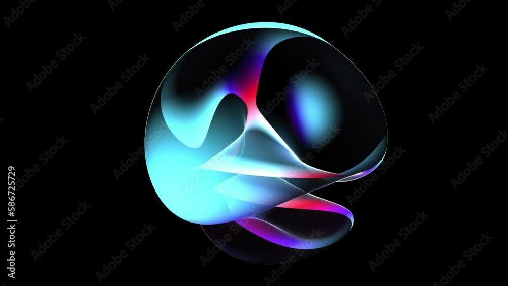3d render abstract art video of surreal 3d ball or sphere in curve wavy ...