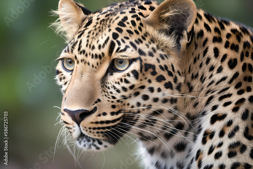 Leopard - Africa and Asia - A large and powerful predator known for its distinctive spots and hunting behavior. They are threatened by habitat loss and hunting (Generative AI)