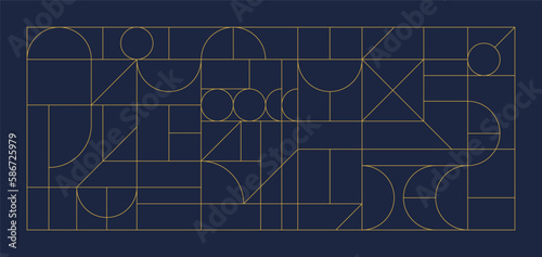 Abstract geometry frame. Art deco pattern background, vintage gold ornament for invitation poster print. Vector illustration