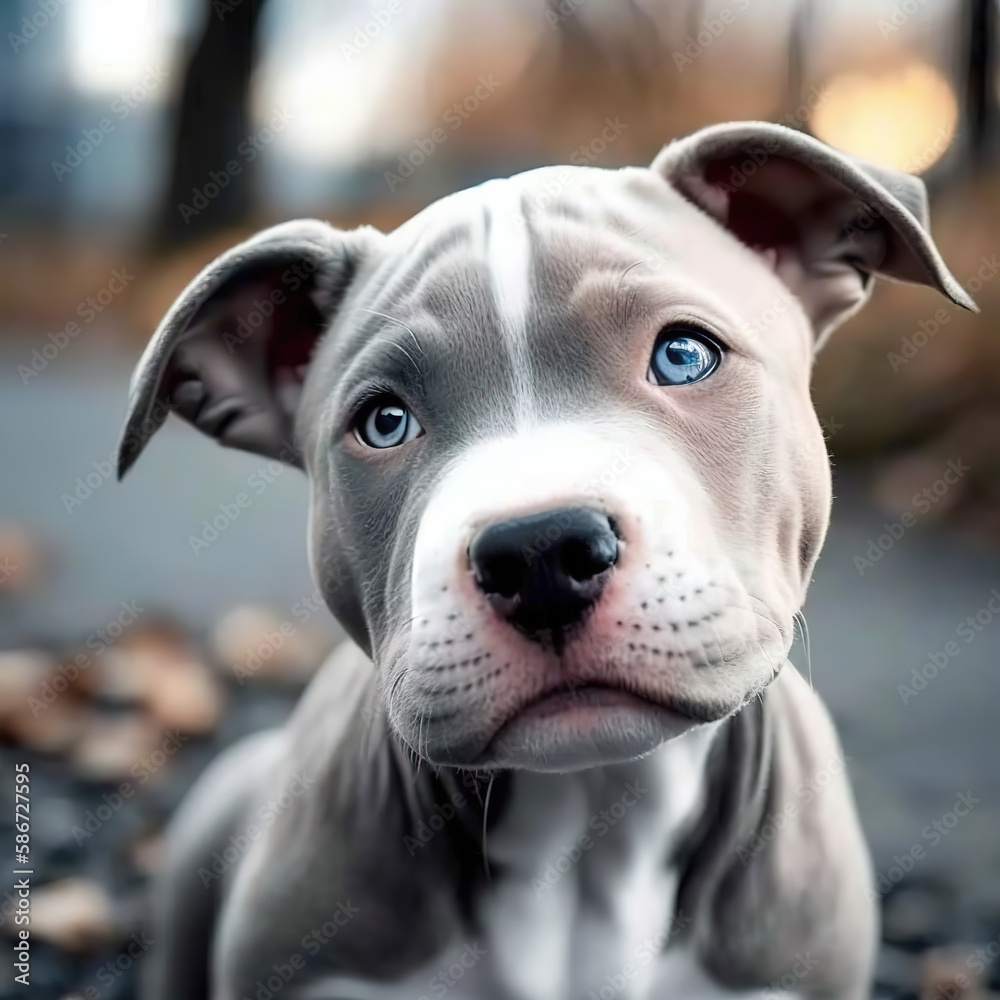 the cute pitbull puppy, generative ai illustration