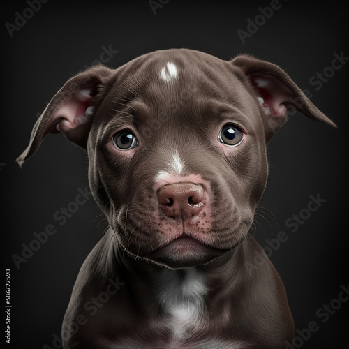 the cute pitbull puppy, generative ai illustration