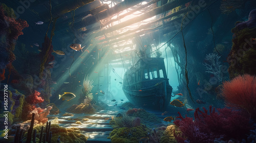 underwater scene with reef © 0rccennam