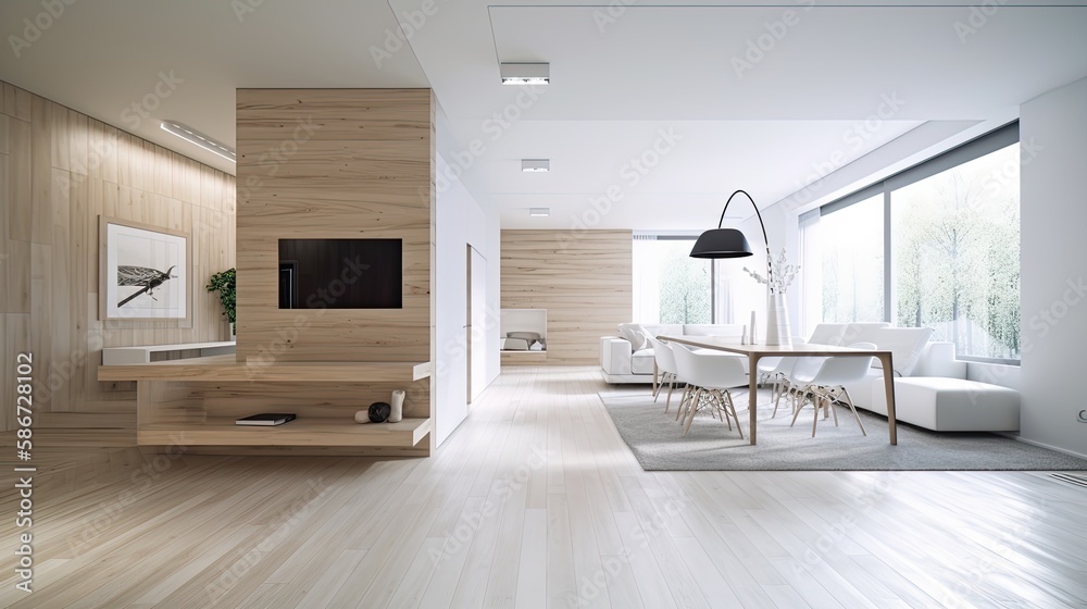 Light wooden living room for the homely feeling, interior. Generative AI Technology Light wooden living room for the homely feeling, interior. Generative AI Technology