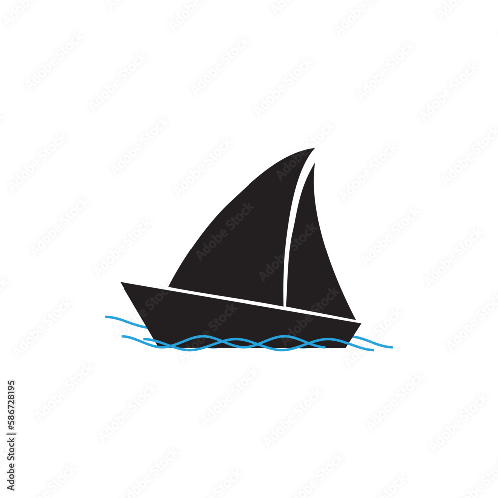 
Sailing boat logo icon, fishing boat