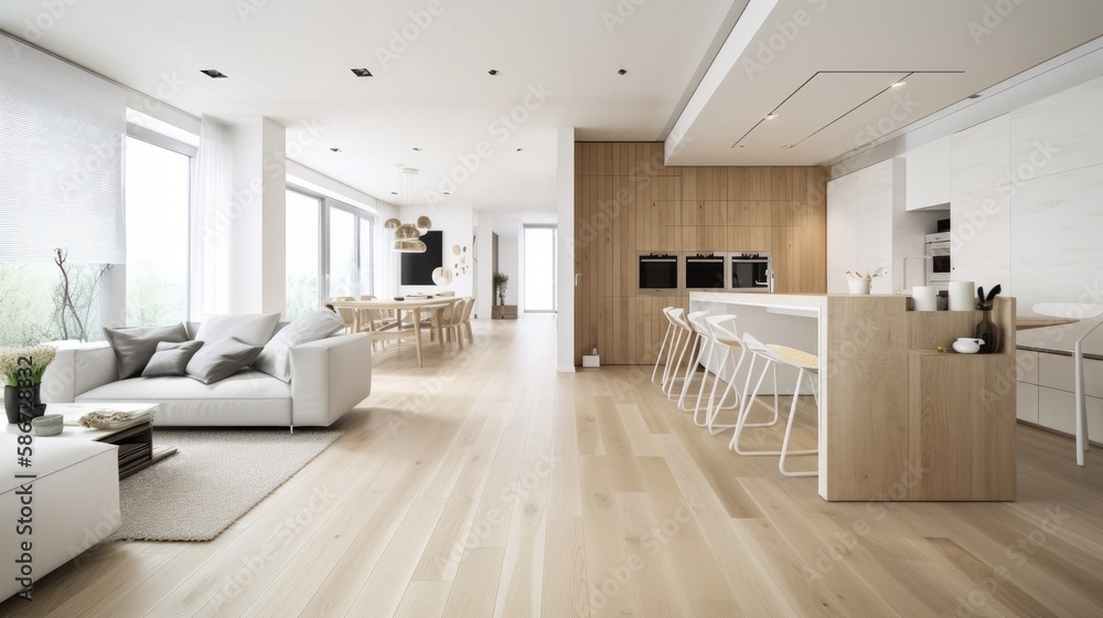 Light wooden living room for the homely feeling, interior. Generative AI Technology Light wooden living room for the homely feeling, interior. Generative AI Technology