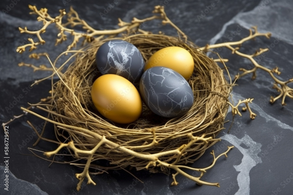 A collection of easter eggs on a table Generative ai A collection of easter eggs on a table Generative ai