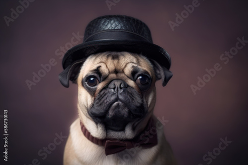 cute dog in fashion hat , Digital Print, Wall Art Download, Creative , Home Decor