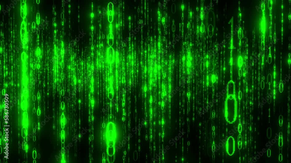 Digital Green Code Rain Background. High Tech Digital Matrix Binary ...