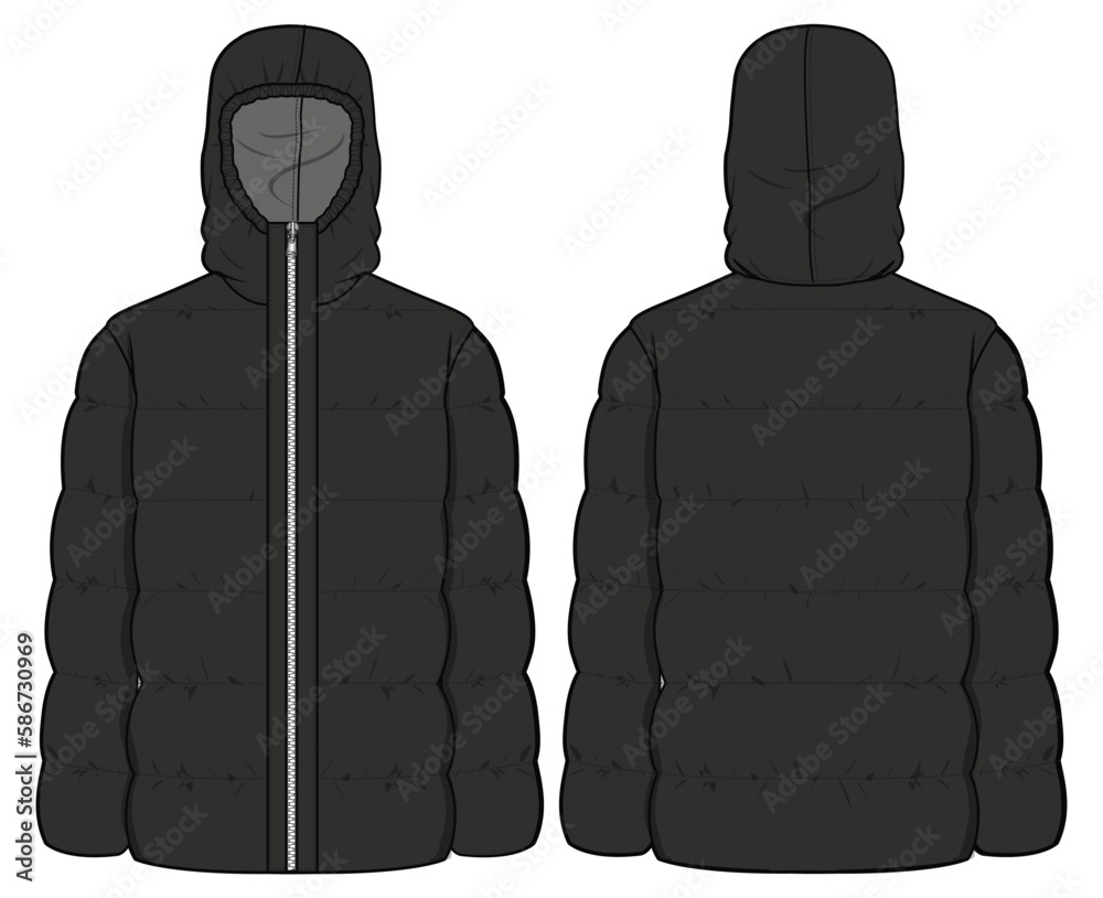 Unisex Puffer Jacket, Winter Jacket Front and Back View Fashion ...