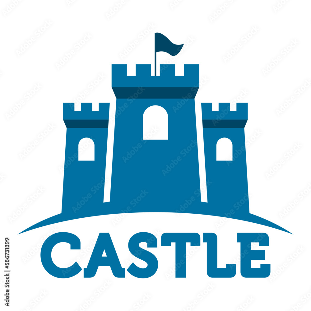 Fototapeta premium Modern vector flat design simple minimalist logo template of castle kingdom vector for brand, emblem, label, badge. Isolated on white background.