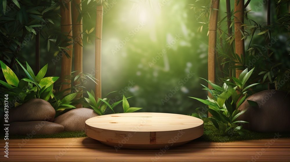 Wooden Podium Product Mockup Display Stand Generative AI Wooden Podium Product Mockup Display Stand Generative AI