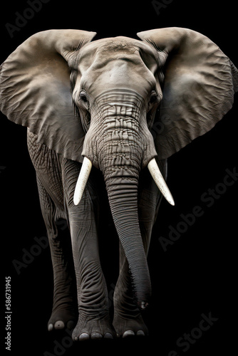 Beautiful Elephant in front of a black background  AI Generated 