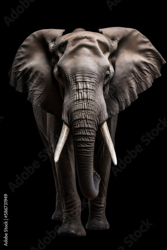 Beautiful Elephant in front of a black background (AI Generated)