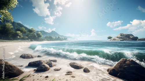 Paradisíaca praia tropical criada por IA photo