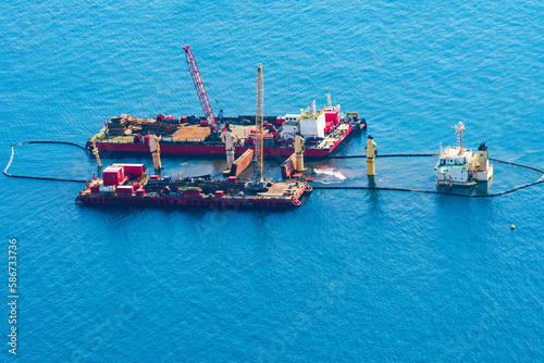 Removal of underwater shipwreck in the Gibraltar Bay. Gibraltar, UK photo