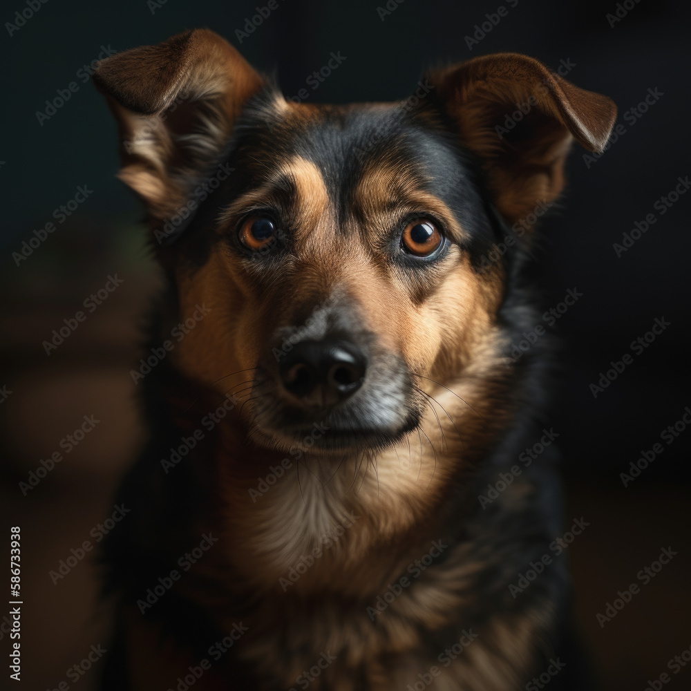 Adorable dog looking towards the camera. Studio photo Adorable dog looking towards the camera. Studio photo