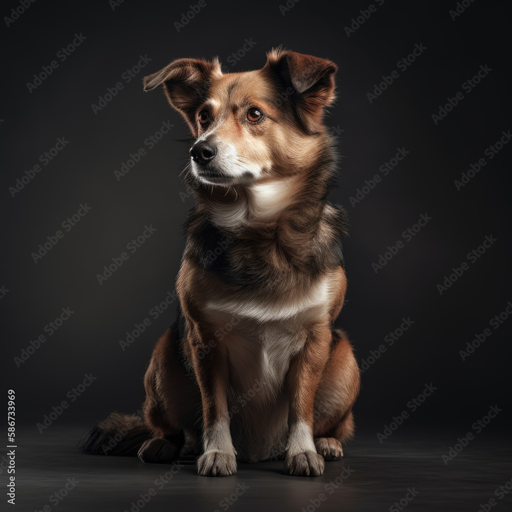 Adorable dog looking towards the camera. Studio photo