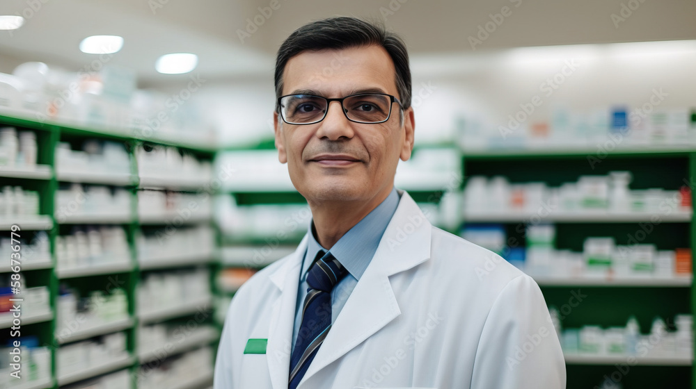 A fictional person. Knowledgeable pharmacist in a modern pharmacy store