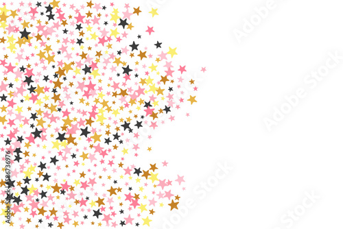 Festive black pink gold starburst scatter texture. Little starburst spangles xmas decoration particles. Baby shower star burst illustration. Spangle particles poster decor.