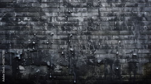 Dark brick wall, texture of a brick background, Created using generative AI tools.