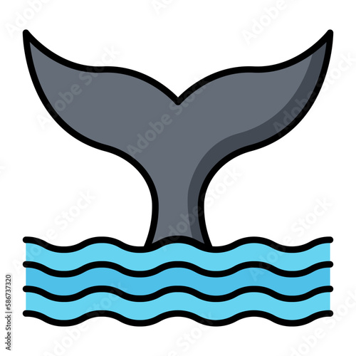 Whale Tail Line Color Icon