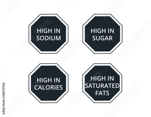 Set of warning labels for food products.
