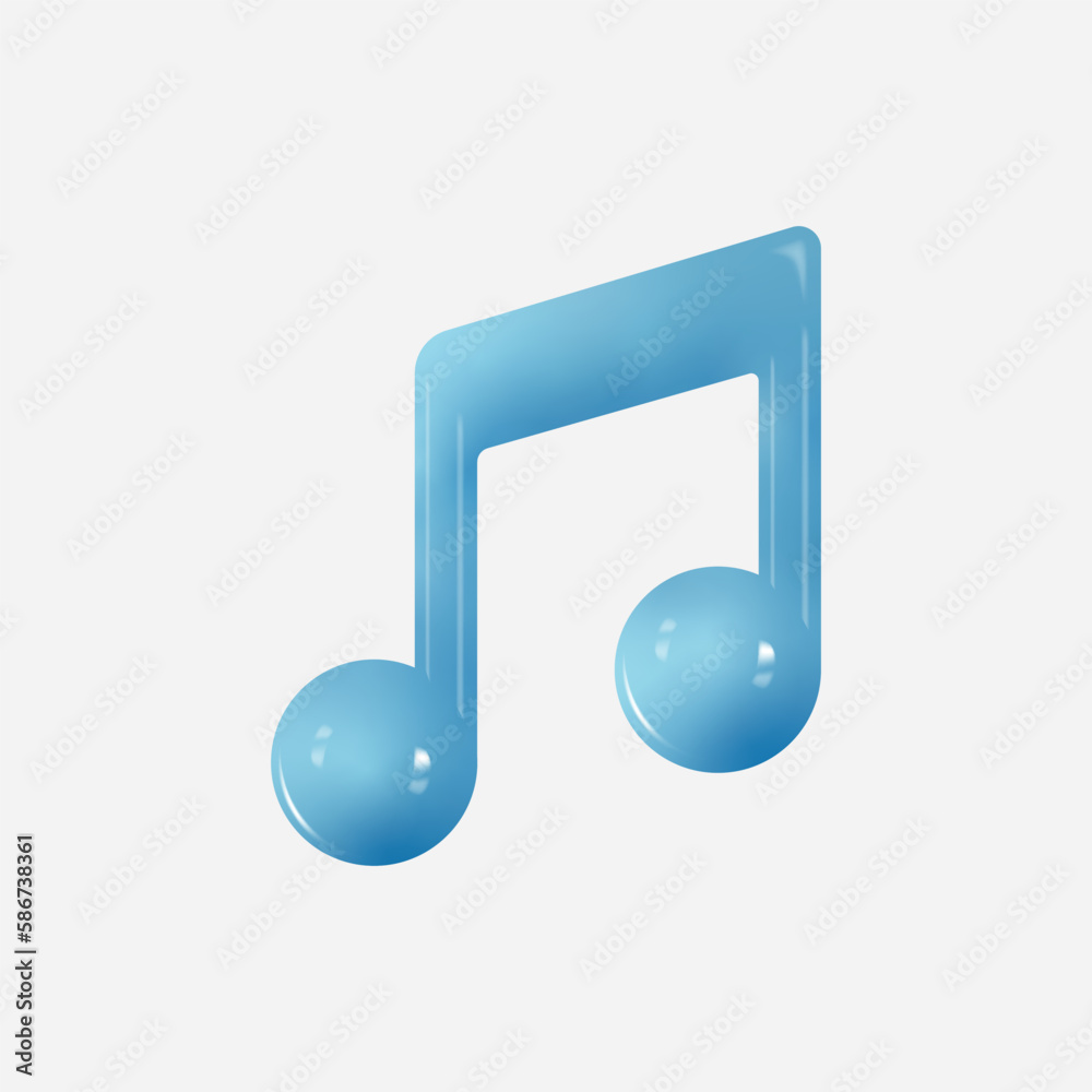 3d music note icon isolated on white. Vector 3d music note icon isolated on white. Vector