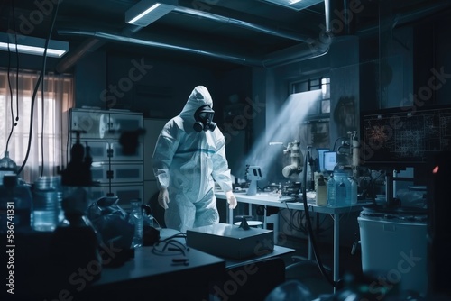  In a Secure High Level Laboratory Scientists in a Coverall Conducting a Research Generative AI

