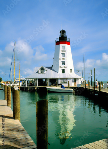 Faro Blanco lighthouse at Marathon in the Florida Keys, Florida, USA