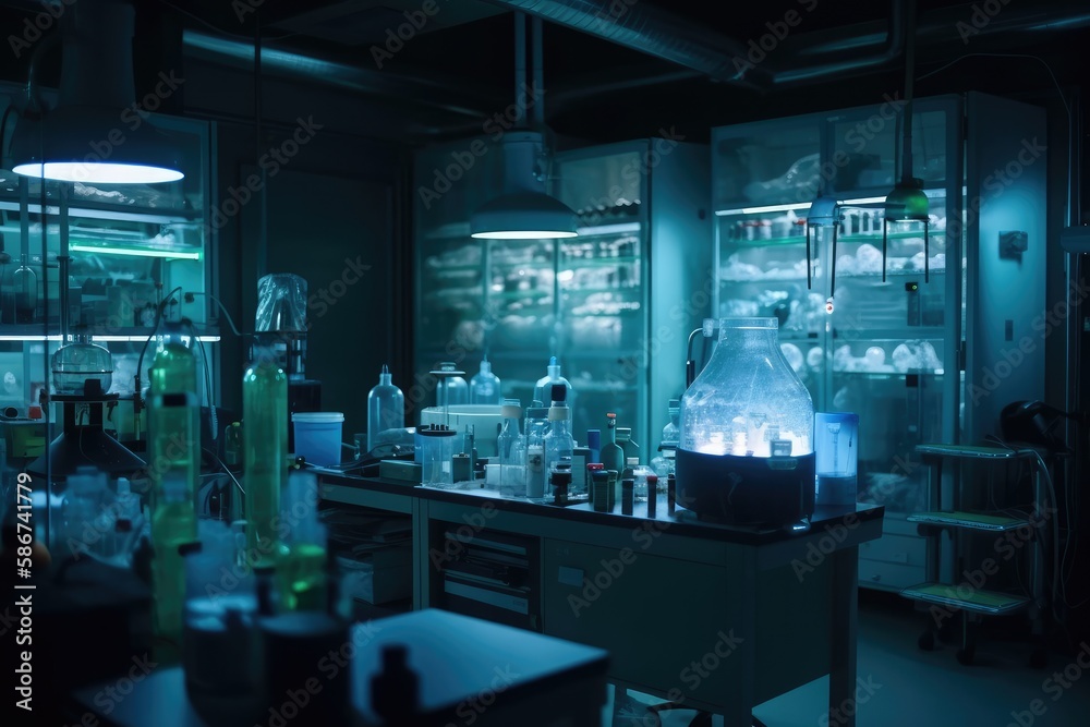 In a Secure High Level Laboratory Scientists in a Coverall Conducting a Research Generative AI In a Secure High Level Laboratory Scientists in a Coverall Conducting a Research Generative AI