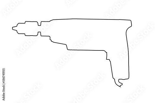 Graphic symbol of an old electric drill used in a home workshop for minor repair work. Isolated background.