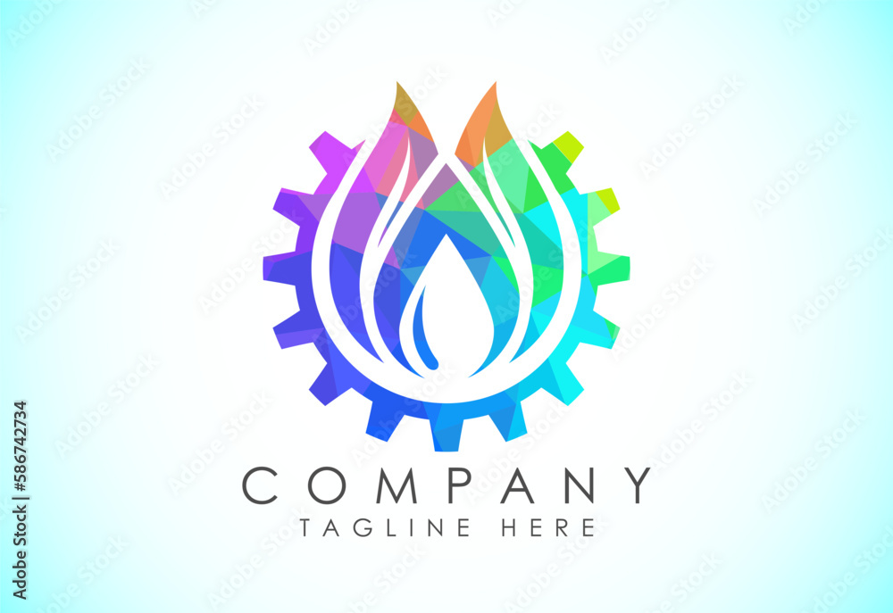 Polygonal fire flame logo icon. Low poly style oil and gas industry logo design concept. Polygonal fire flame logo icon. Low poly style oil and gas industry logo design concept.