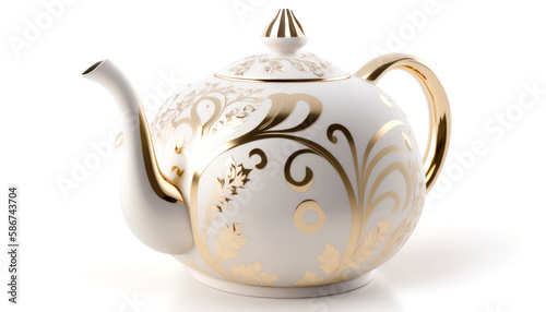 Fine China Porcelain Teapot: A Masterpiece of Craftsmanship, Adorned with Vibrant Hand-Painted Colors, Elevating Your Tea Experience with Unmatched Quality and Artistry. Generative AI