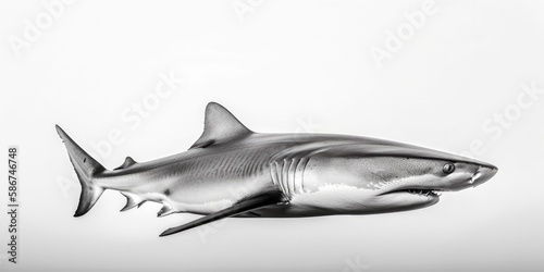 Black and white close up of a shark  light background  Generative AI