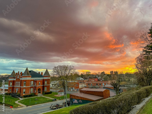 Sunset over the town of Independence, Virginia