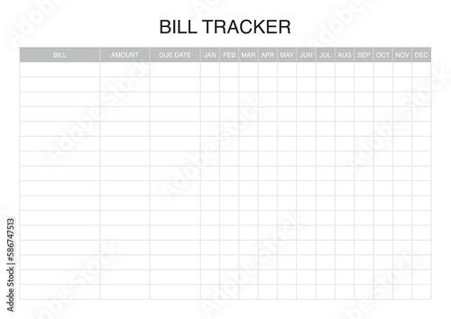 Printable Bill Tracker, simple monthly tracker