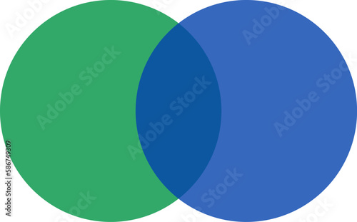 2 navy blue and green color circles background with overlap layer. For wallpaper, cover, banner, poster and placard. Abstract flat background for business card and flyer template, vector illustration 