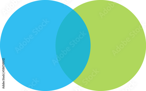 2 blue and green color circles background with overlap layer. For wallpaper, cover, banner, poster and placard. Abstract flat background for business card and flyer template, vector illustration 