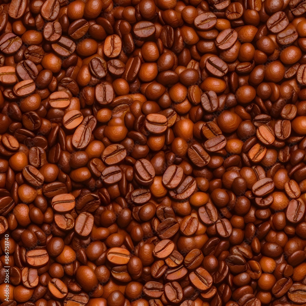 Obraz premium Realistic background of coffee beans. The pattern is seamless. Image created with Generative AI.