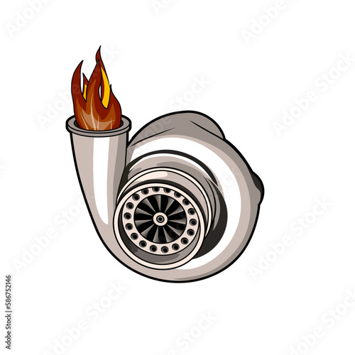 Turbo with fire on  vector illustration hand drwan turbo