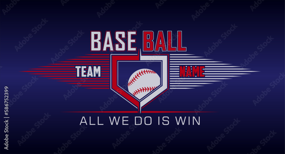 Baseball Team Design Isolated On Dark Blue Black Background School