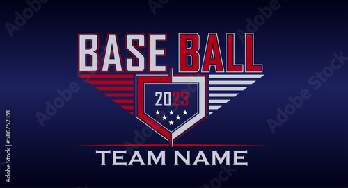 Baseball team design isolated on dark blue black background. School spirit shirts sport fan emblem. For print or cut (Cricut, Silhouette). 
 