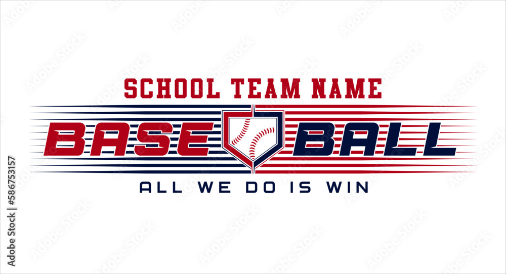 Baseball team design isolated on white background. School spirit shirts ...
