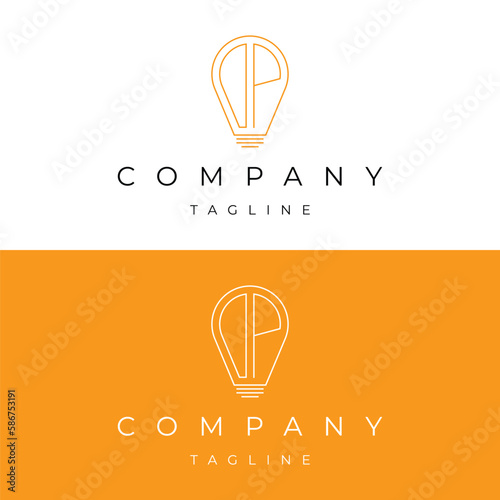 Letter DP initial lamp solution bulblight icon logo design vector template