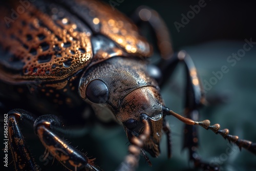 Beetle with very high details. Close up, macro photography. Generative AI